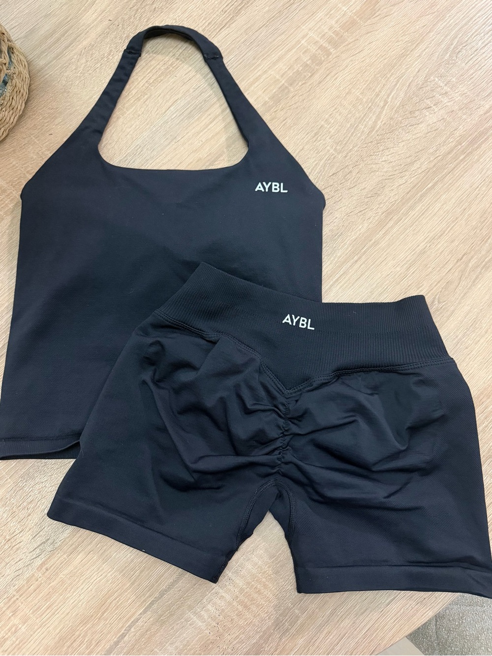 AYBL Black Scrunch-Back Shorts and Top